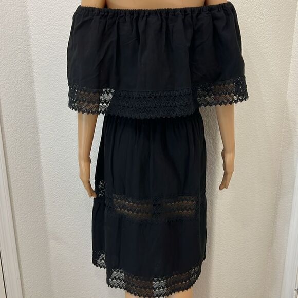 Artelati Dress Black Off Shoulder Colorful Embroidery Crotchet Lace 💯% Algodon - Picture 8 of 12